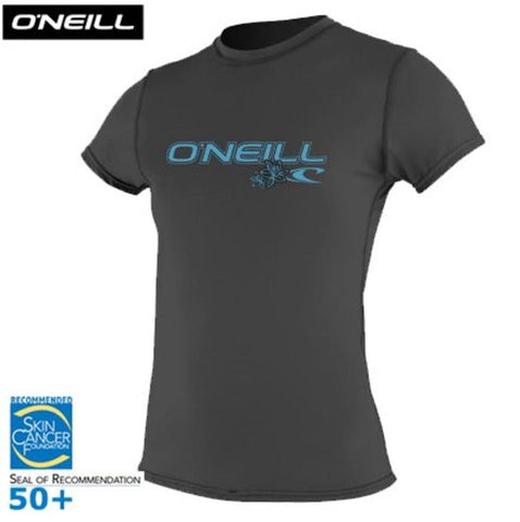 O'Neill Womens Skins Short Sleeve Rashguard (Gray, Large)