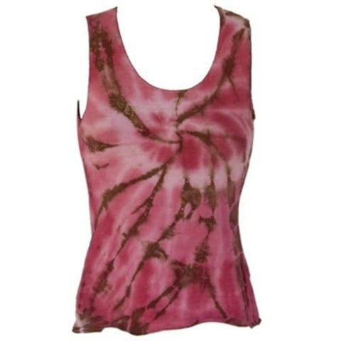 Pink and Brown Tie Die Tank Top (Small)